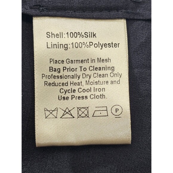 JESSIE LIU‎ Women's L Black Silk Gold Beaded Gusset Choker ALine Dress EUC - Picture 9 of 9